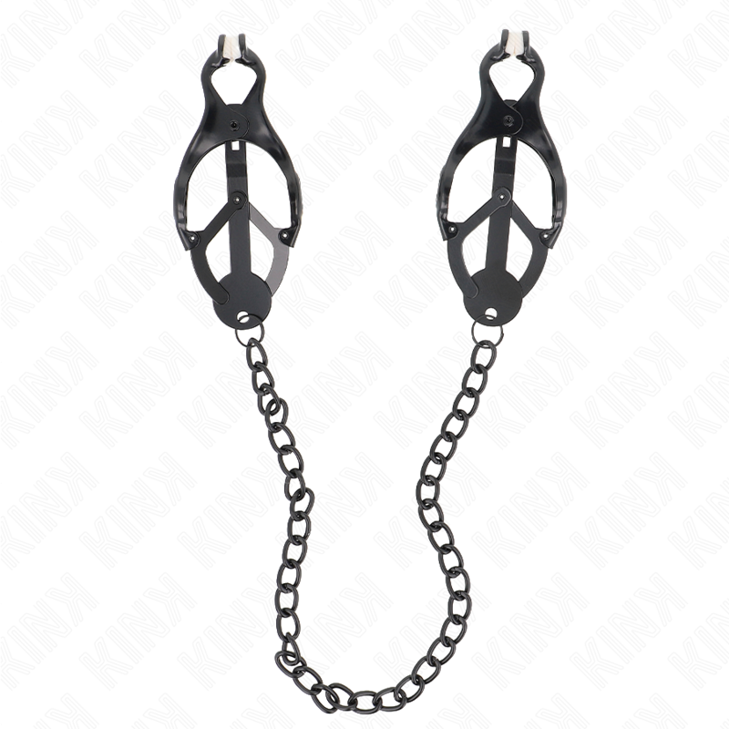 KINK - JAPANESE CLOVER NIPPLE CLAMPS WITH CHAIN ​​BLACK 30 CM