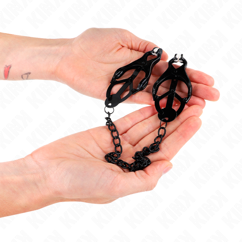 KINK - JAPANESE CLOVER NIPPLE CLAMPS WITH CHAIN ​​BLACK 30 CM