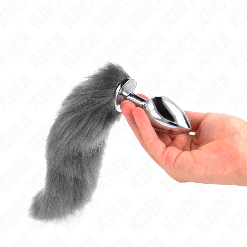 KINK - ANAL PLUG SIZE L 10 X 4 CM WITH SYNTHETIC TAIL 40 CM GRAY AND WHITE