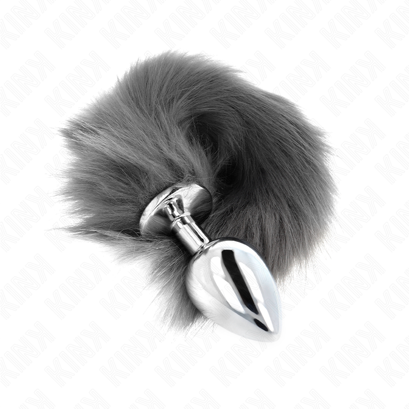 KINK - ANAL PLUG SIZE L 10 X 4 CM WITH SYNTHETIC TAIL 40 CM GRAY AND WHITE