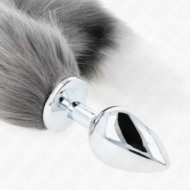 KINK - ANAL PLUG SIZE L 10 X 4 CM WITH SYNTHETIC TAIL 40 CM GRAY AND WHITE