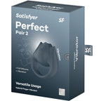 SATISFYER - PERFECT PAIR 2 MULTIVIBRATOR 2 IN 1 PENIS RING AND FINGER STIMULATOR GRAY