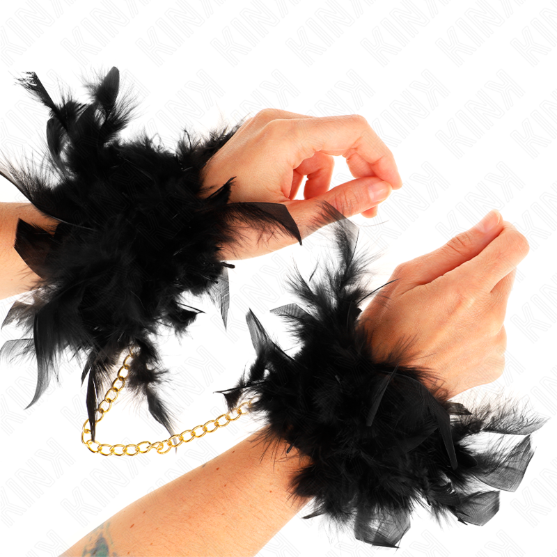 KINK - FEATHER HAND CUFFS WITH GOLD CHAIN ​​MODEL 1
