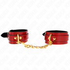 KINK - JOANNA ANGEL WRIST CUFFS RED ADJUSTABLE WITH GOLD CHAIN ​​16.5-26 CM X 4 CM