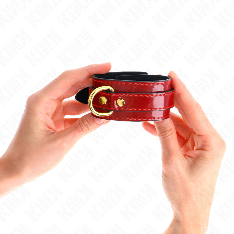 KINK - JOANNA ANGEL WRIST CUFFS RED ADJUSTABLE WITH GOLD CHAIN ​​16.5-26 CM X 4 CM