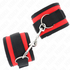 KINK - NYLON BIND HOOK&amp;LOOP WRIST RESTRAINTS RED-BLACK MODEL 2 ADJUSTABLE 18-35 CM X 6 CM