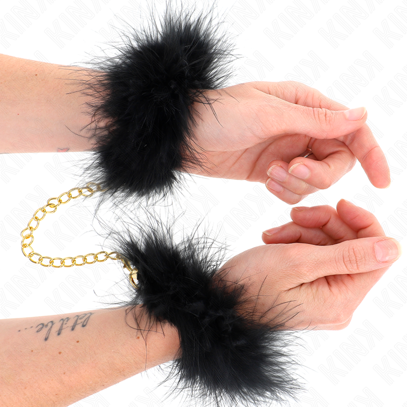 KINK - FEATHER HAND CUFFS WITH GOLD CHAIN ​​MODEL 0