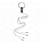 KINK - TRIPLE CHROME METAL PENIS RING 3 CM TO 4.5 CM WITH 26 CM METAL CHAIN ​​AND NIPPLE CLIPS