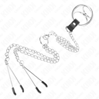 KINK - TRIPLE CHROME METAL PENIS RING 3 CM TO 4.5 CM WITH 26 CM METAL CHAIN ​​AND NIPPLE CLIPS