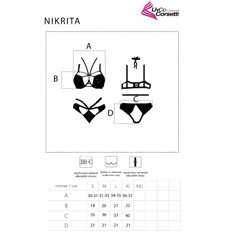LIVCO CORSETTI FASHION - NIKRITA LC 90674 BRA + PANTIES NEGRO S