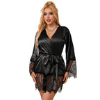 SUBBLIME - 953799 ELEGANT LACE PAJAMAS + THONG BLACK S/M