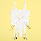 SUBBLIME - 954284 BODY WITH CHAINS + GARTER BELT WHITE S/M