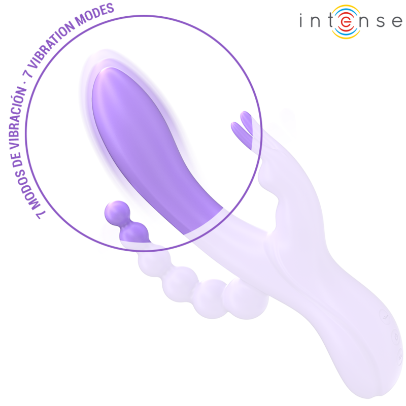 INTENSE - MIKO TRIPLE VIBRATOR RABBIT &amp; STIMULATOR &amp; ANAL 7 VIBRATIONS PURPLE