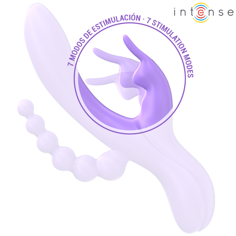 INTENSE - MIKO TRIPLE VIBRATOR RABBIT &amp; STIMULATOR &amp; ANAL 7 VIBRATIONS PURPLE
