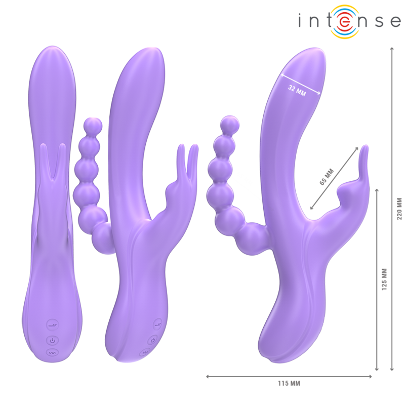 INTENSE - MIKO TRIPLE VIBRATOR RABBIT &amp; STIMULATOR &amp; ANAL 7 VIBRATIONS PURPLE