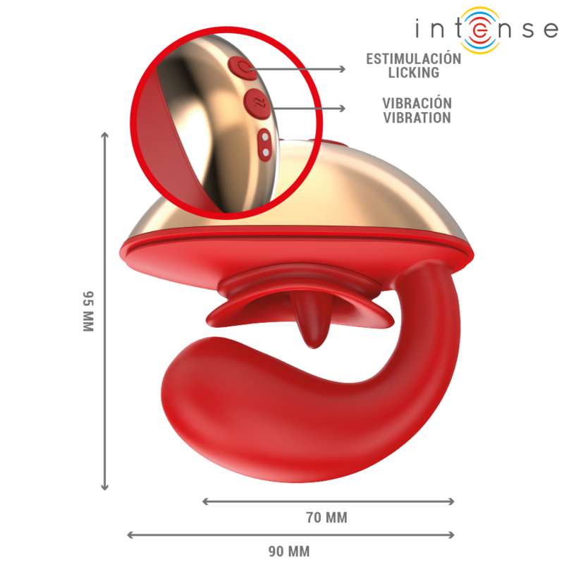 INTENSE - MARIAH VIBRATOR &amp; STIMULATOR IN U SHAPE 10 VIBRATIONS RED
