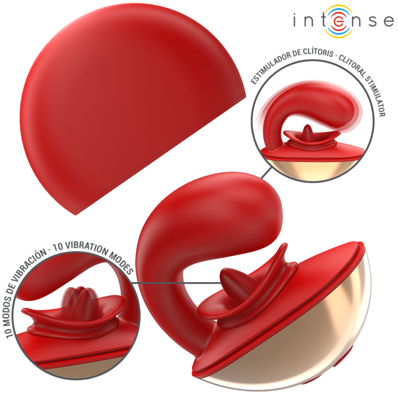 INTENSE - MARIAH VIBRATOR &amp; STIMULATOR IN U SHAPE 10 VIBRATIONS RED