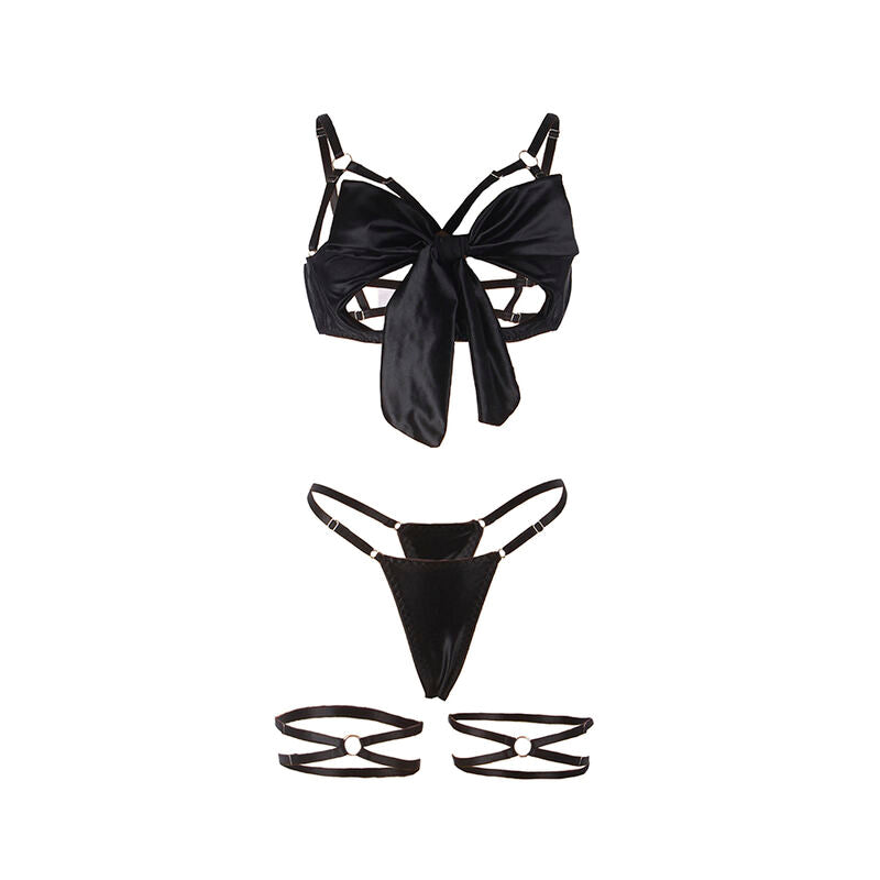SUBBLIME - 955205 BRA SET WITH ADJUSTABLE BLACK BOW L/XL