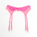 SUBBLIME - 955366 BRA SET WITH LACE AND GARTER LINES PINK AND PURPLE L/XL