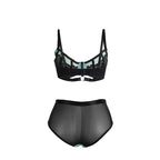 SUBBLIME - 955564 GREEN PATENT LEATHER MESH ZIPPER BRA SET L/XL