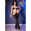 CHILIROSE - CR 4851 SET TOP NEGRO Y LEGGINS CON COMPLEMENTOS DORADOS