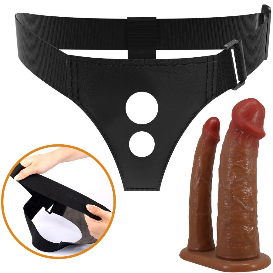 PRETTY LOVE - KEAVEN HARNESS BRIEFS UNIVERSAL &amp; COMFORTABLE DOUBLE DILDO