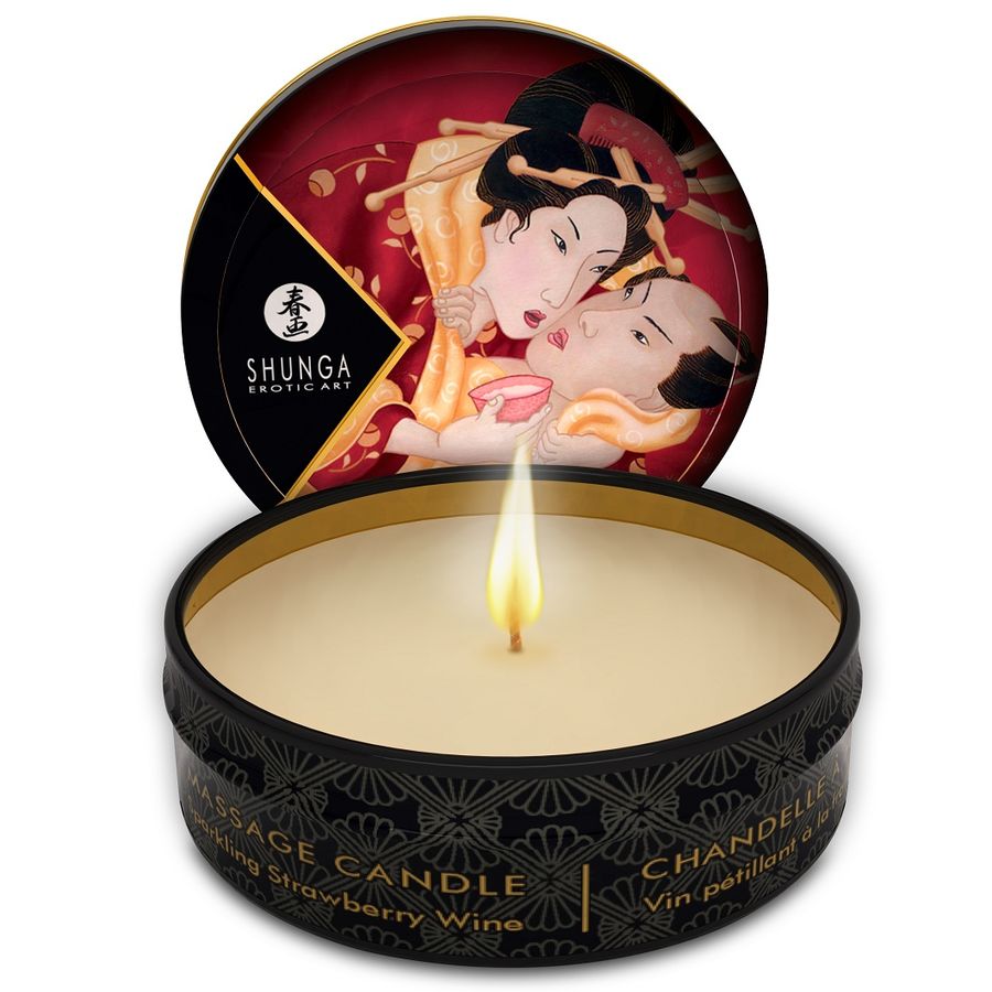 SHUNGA - MINI CARES BY CANDELIGHT STRAWBERRIES AND CAVA MASSAGE CANDLE 30 ML