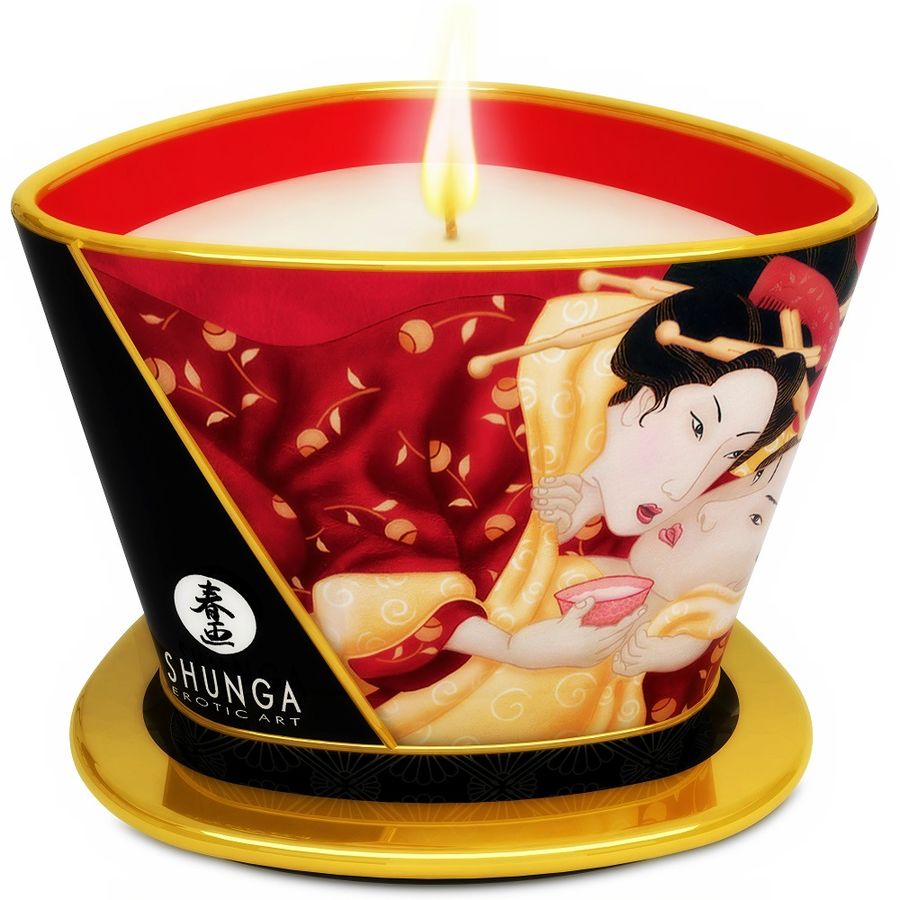 SHUNGA - MINI CARES BY CANDELIGHT STRAWBERRIES AND CAVA MASSAGE CANDLE 170 ML