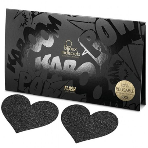 BIJOUX - INDISCRET'S FLASH BLACK HEART NIPPLE CUTS