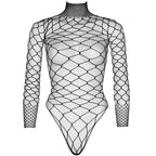 LEG AVENUE - TURTLE NECK FISHNET TEDDY ONE SIZE