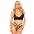 LEG AVENUE - SET 2 PIEZAS CON TANGA DOUBLE TIRANTA M/L NEGRO