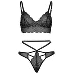 LEG AVENUE - SET 2 PIEZAS CON TANGA DOUBLE TIRANTA M/L NEGRO