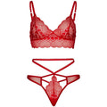 LEG AVENUE - SET 2 PIEZAS CON TANGA DOUBLE TIRANTA M/L ROJO
