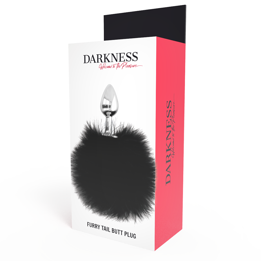 DARKNESS - EXTRA ANAL BUTT PLUG WITH TAIL BLACK 7 CM