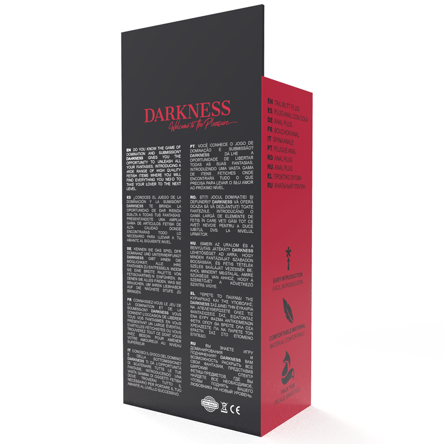 DARKNESS - EXTRA ANAL BUTT PLUG WITH TAIL BLACK 7 CM
