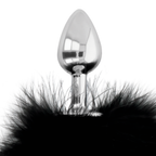 DARKNESS - EXTRA ANAL BUTT PLUG WITH TAIL BLACK 7 CM