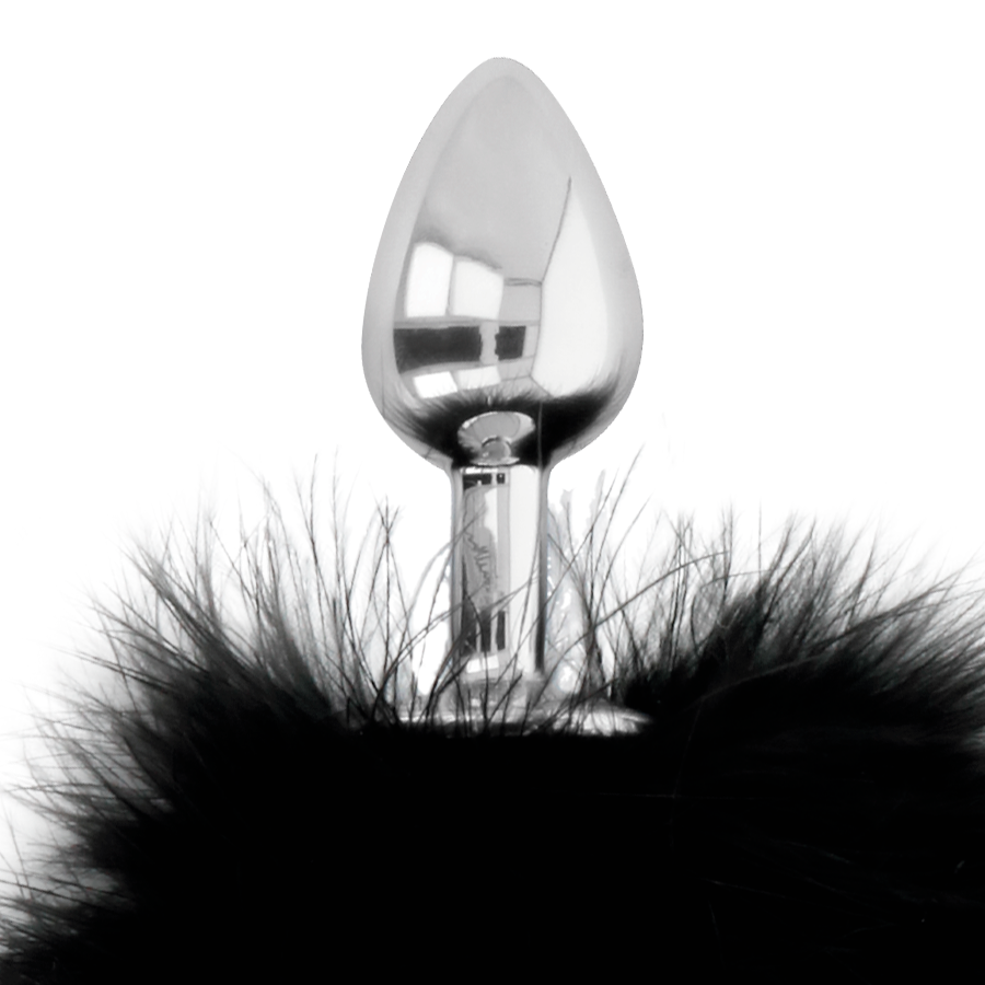 DARKNESS - EXTRA ANAL BUTT PLUG WITH TAIL BLACK 7 CM