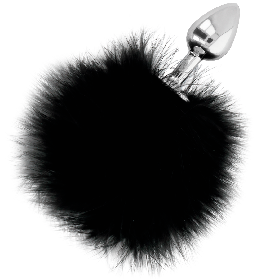 DARKNESS - EXTRA ANAL BUTT PLUG WITH TAIL BLACK 7 CM