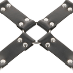 DARKNESS - LEATHER HANDCUFFS FOR FOOT AND HANDS BLACK
