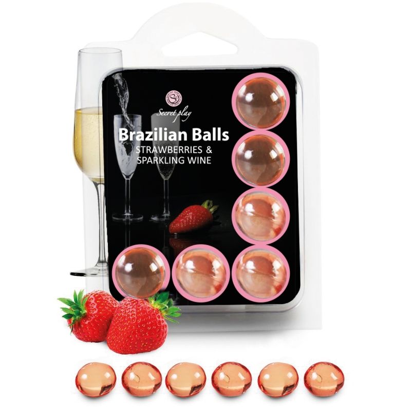 SECRETPLAY - SET 6 BRAZILIAN BALLS STRAWBERRIES WITH CAVA