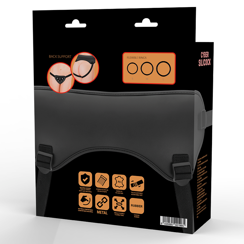 CYBER SILICON - STRAP-ON HARNESS WITH 3 RINGS FREE