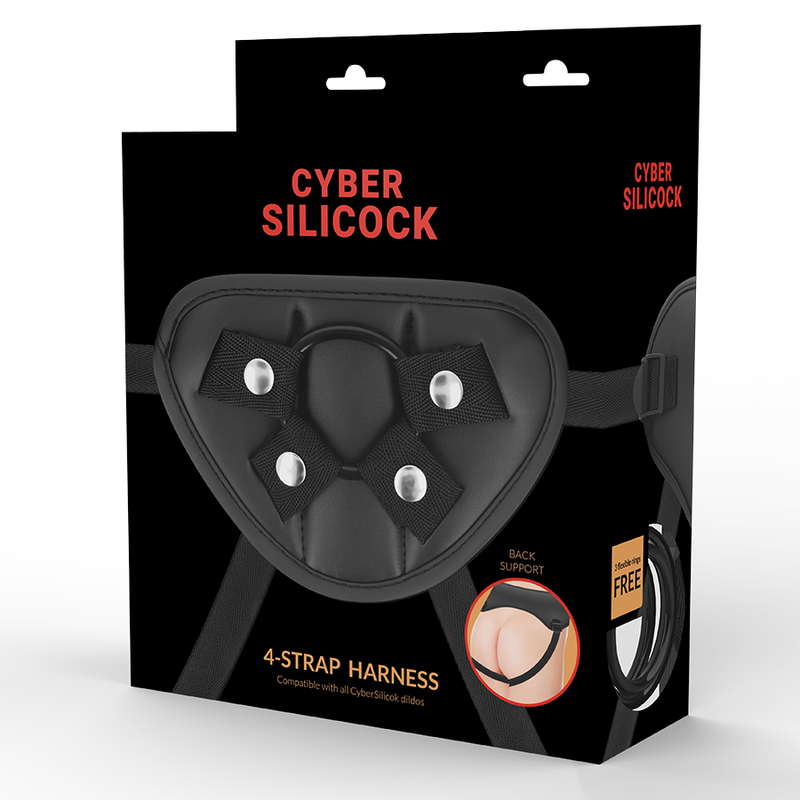 CYBER SILICON - STRAP-ON HARNESS WITH 3 RINGS FREE